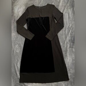 Ronen Chen Black Stretch Velour Velvet Accent Dress 3 (US 10)